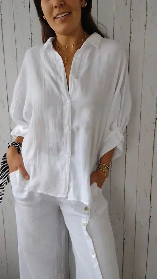 Lockere Knopfbluse Damen - Roosje 3