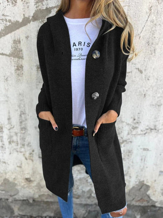 Longline Cardigan Damen | Schlankmachender Schnitt mit Kapuze