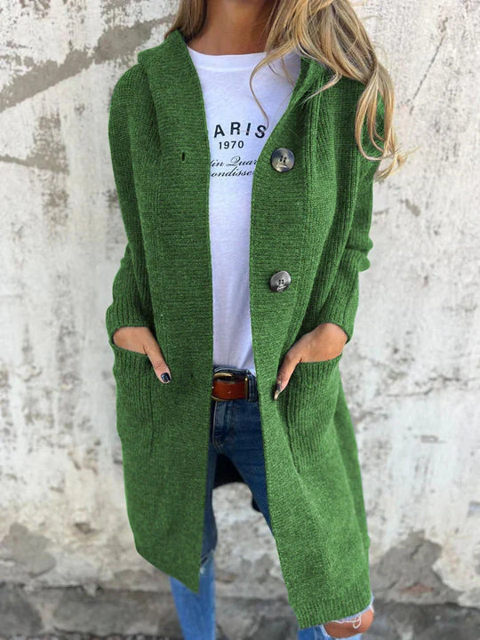 Longline Cardigan Damen | Schlankmachender Schnitt mit Kapuze