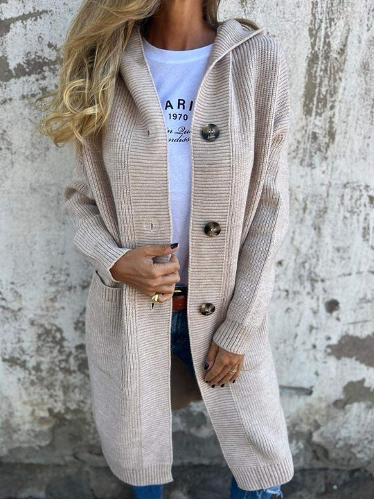 Longline Cardigan Damen | Schlankmachender Schnitt mit Kapuze