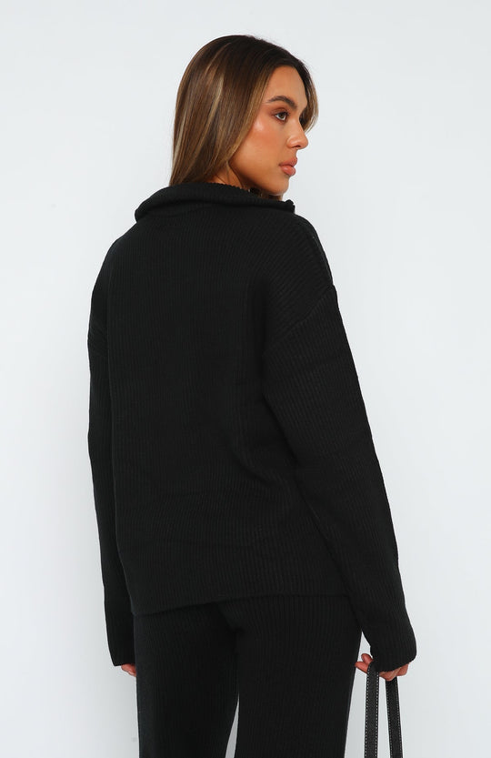Lounge Set Dames | Geribbelde Half-Zip Sweater & Wijde Broek