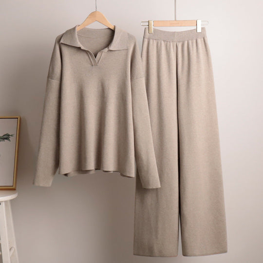 Lounge Set Dames | Oversized polo met kraag & wijde broek comfort
