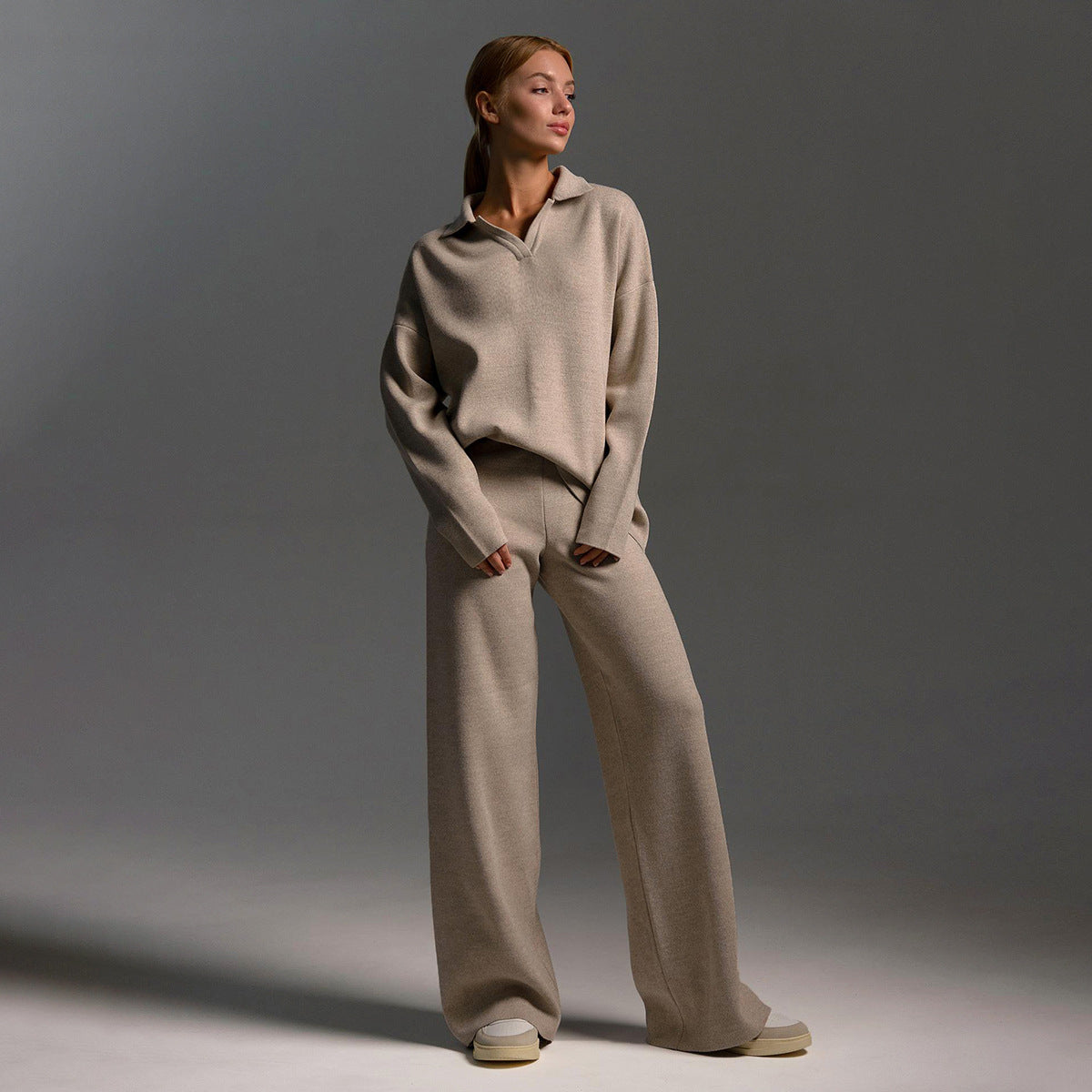 Lounge Set Dames | Oversized polo met kraag & wijde broek comfort