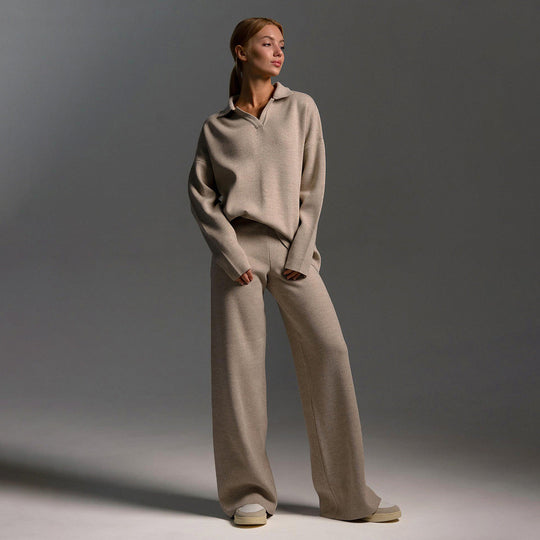 Lounge Set Dames | Oversized polo met kraag & wijde broek comfort
