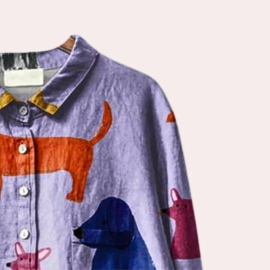 Lustiges und Modisches Damenshirt mit Verspieltem Hundeprint - Brynja