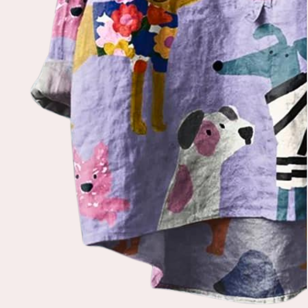 Lustiges und Modisches Damenshirt mit Verspieltem Hundeprint - Brynja
