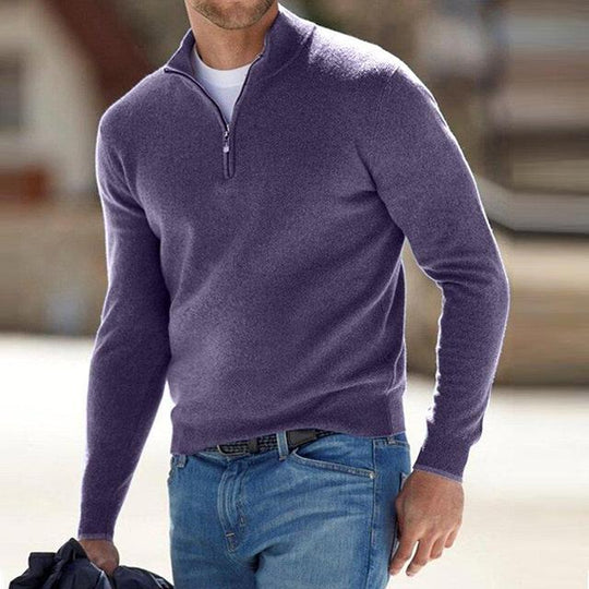 Heren Merino trui van Hugo – luxe wollen trui met V-hals en rits, ademend, warm en stijlvol voor zowel casual als zakelijke outfits.