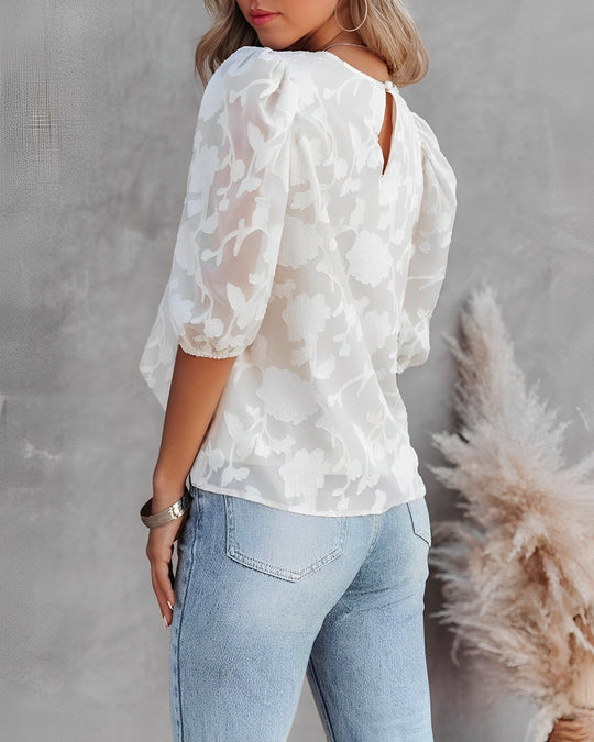 Manuela | Elegante blouse met pofmouwen van chiffon 3
