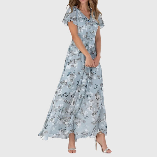 Maxi Jurk | Bloemenprint & V-hals Silhouet