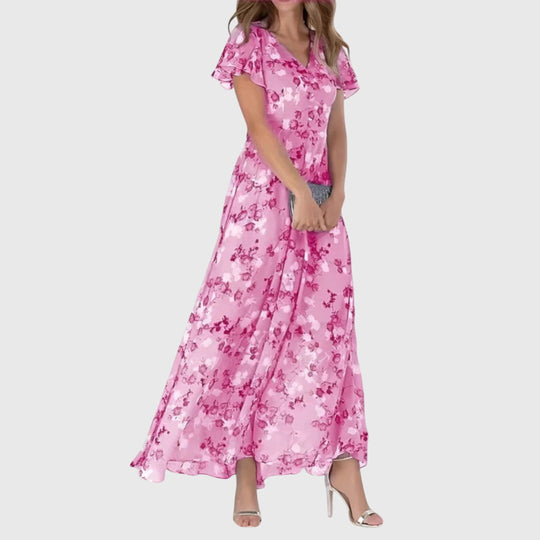 Maxi Jurk | Bloemenprint & V-hals Silhouet