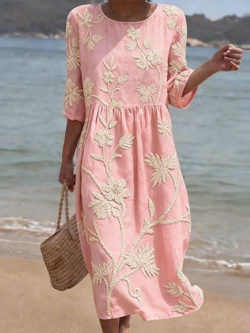 Maxi Jurk Dames | Bloemenborduursel & Flatterend Silhouet