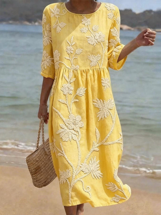 Maxi Jurk Dames | Bloemenborduursel & Flatterend Silhouet
