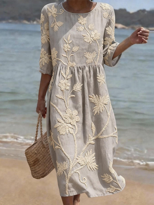 Maxi Jurk Dames | Bloemenborduursel & Flatterend Silhouet