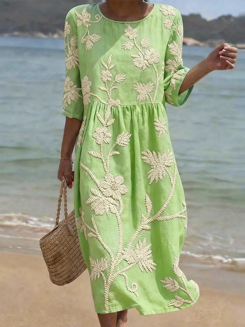 Maxi Jurk Dames | Bloemenborduursel & Flatterend Silhouet