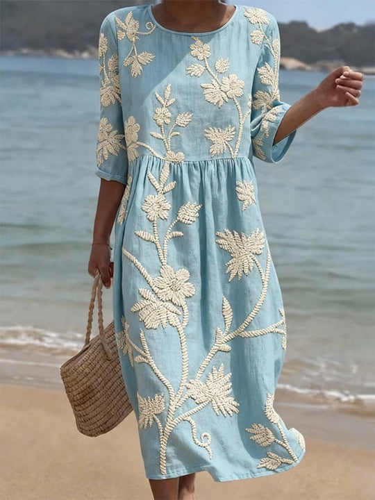 Maxi Jurk Dames | Bloemenborduursel & Flatterend Silhouet
