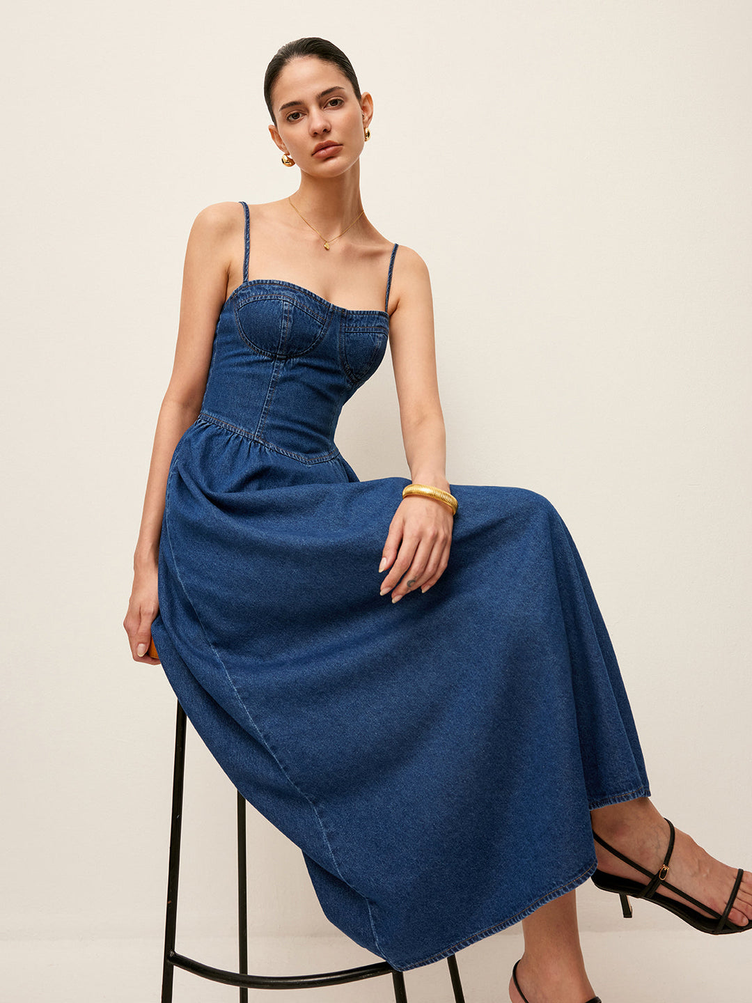Maxi Jurk Dames | Denim Corset & Vrouwelijk Zomers Silhouet