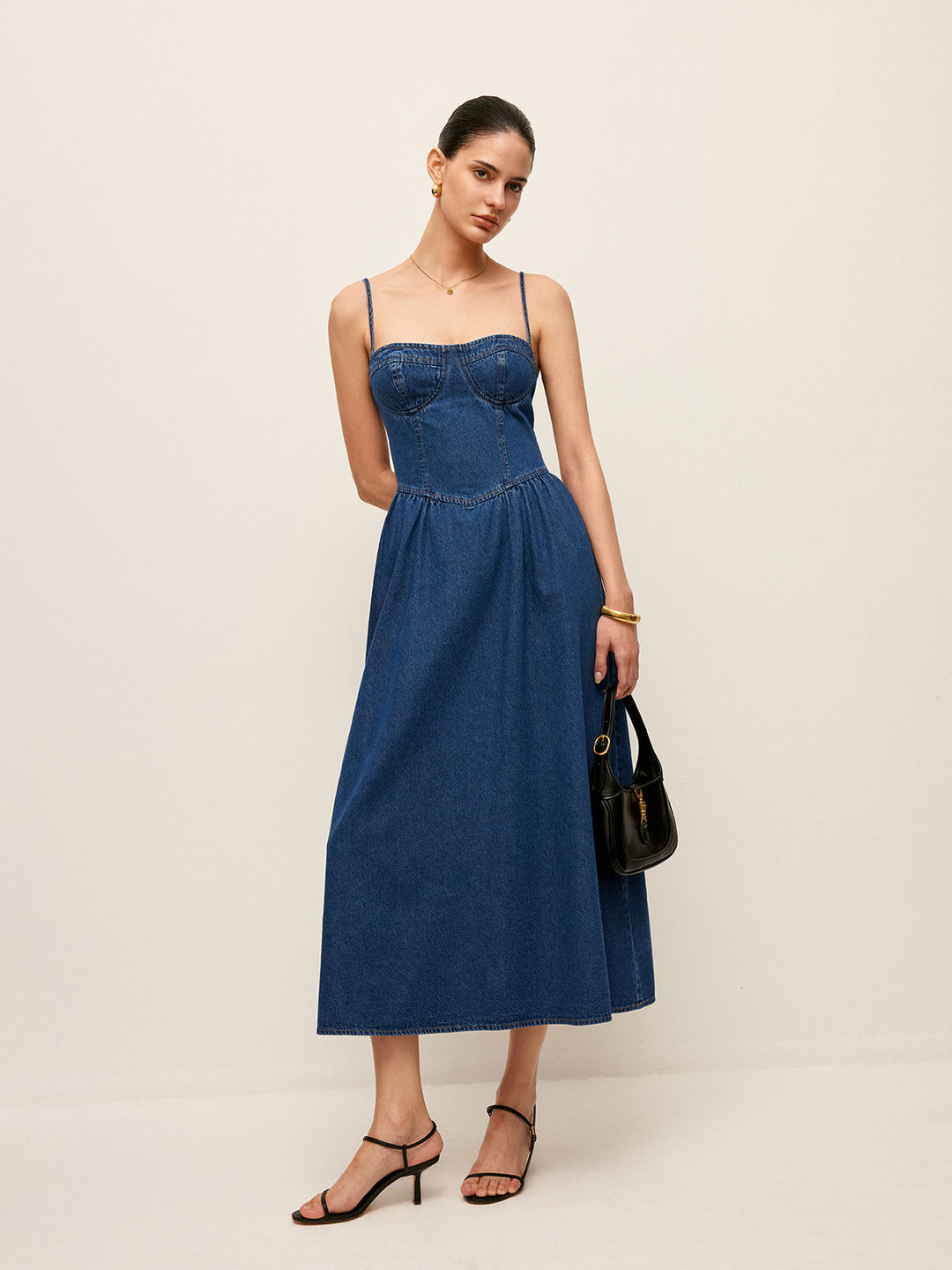 Maxi Jurk Dames | Denim Corset & Vrouwelijk Zomers Silhouet