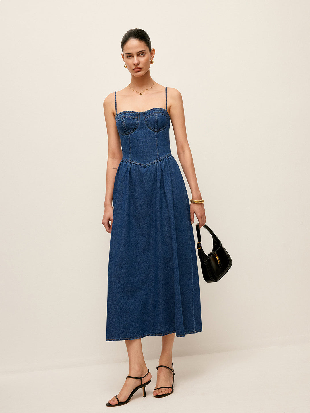 Maxi Jurk Dames | Denim Corset & Vrouwelijk Zomers Silhouet