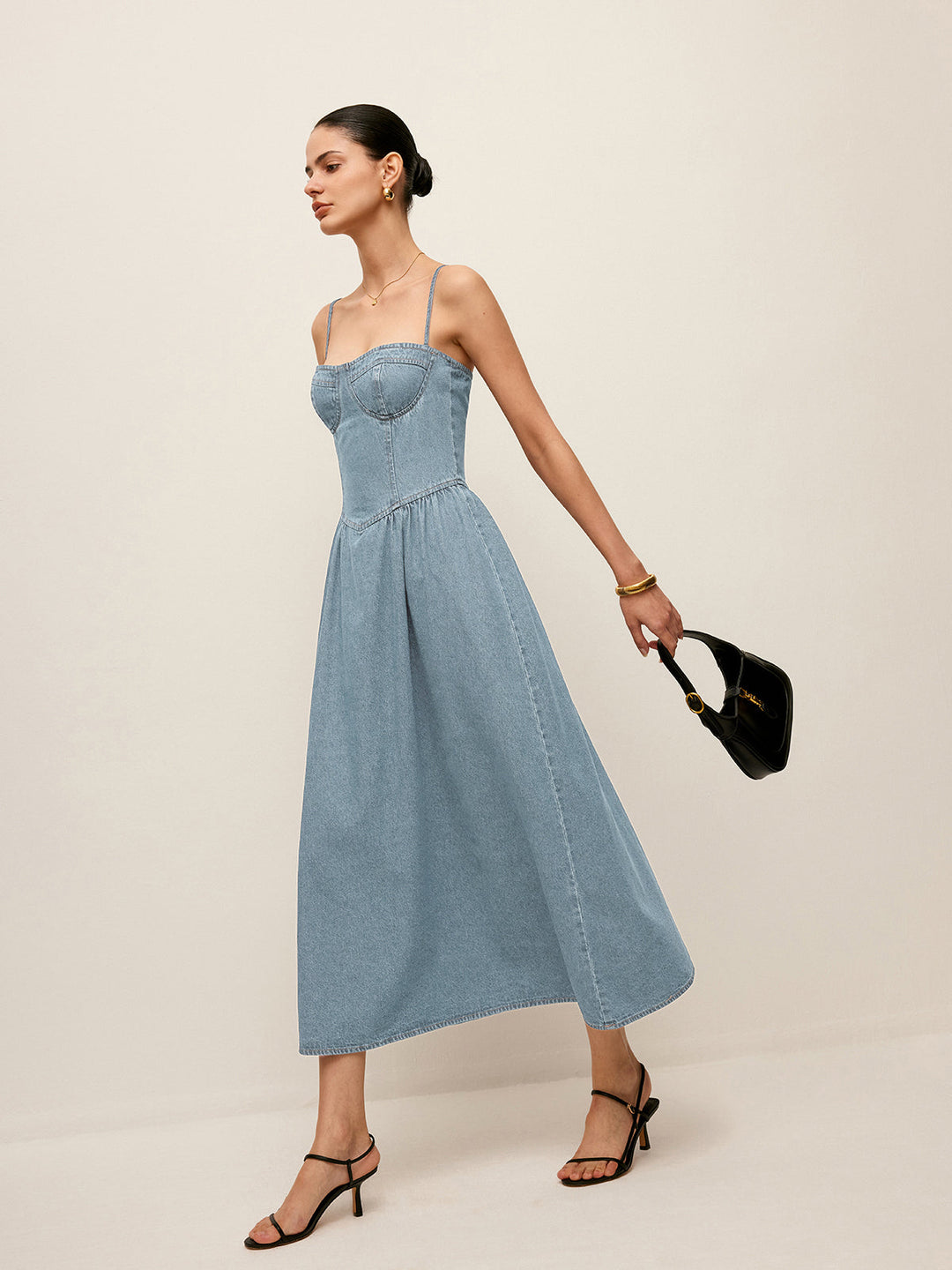 Maxi Jurk Dames | Denim Corset & Vrouwelijk Zomers Silhouet