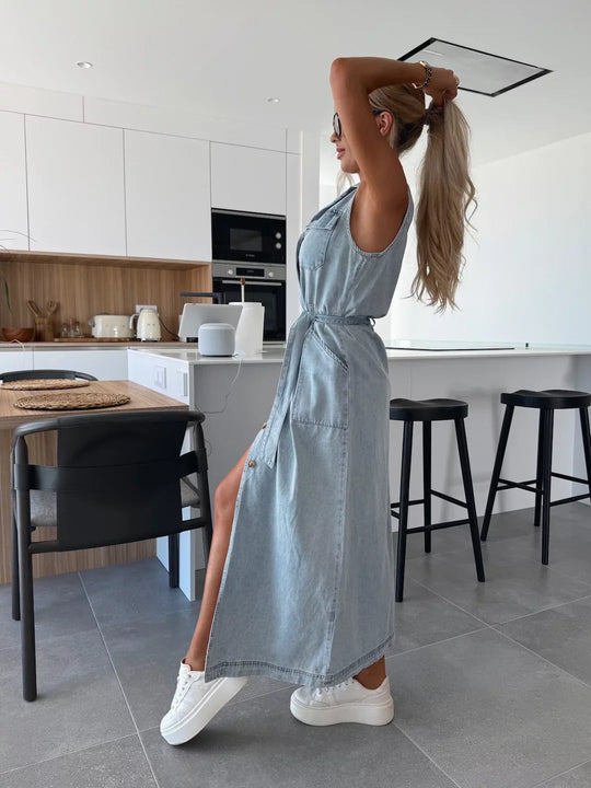 Maxi Jurk Dames | Denim Look & Moeiteloos Stijlvol