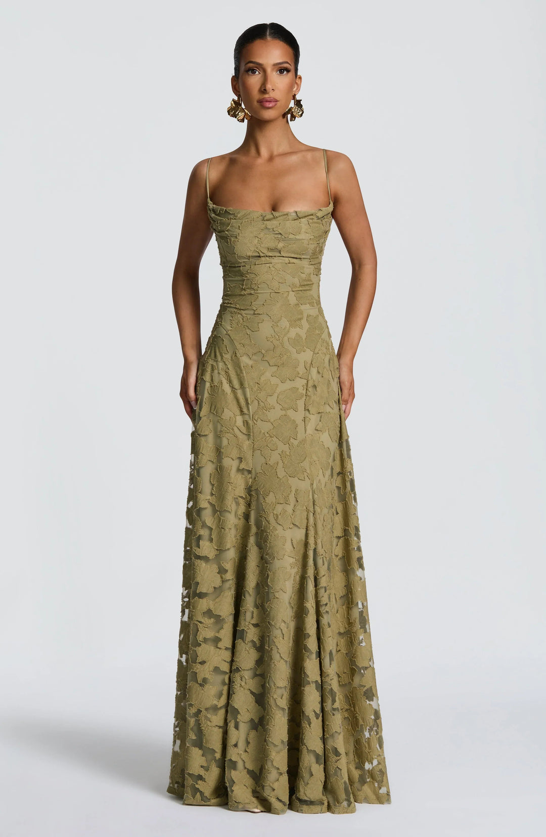 Maxi Jurk Dames | Elegante A-lijn met Bloemendetails