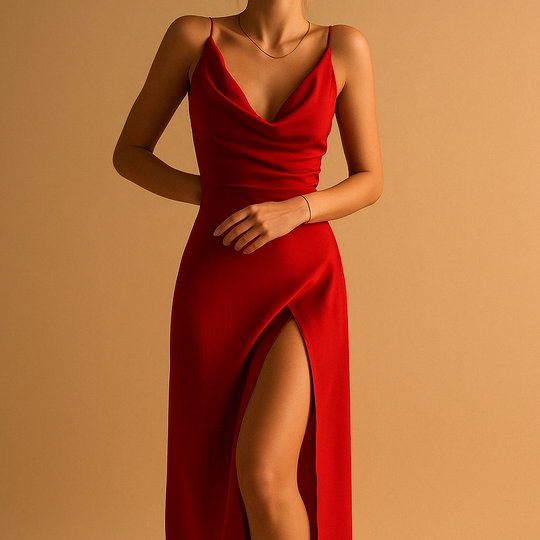 Maxi Jurk Dames | Elegante V-hals & Slanke Splitrok