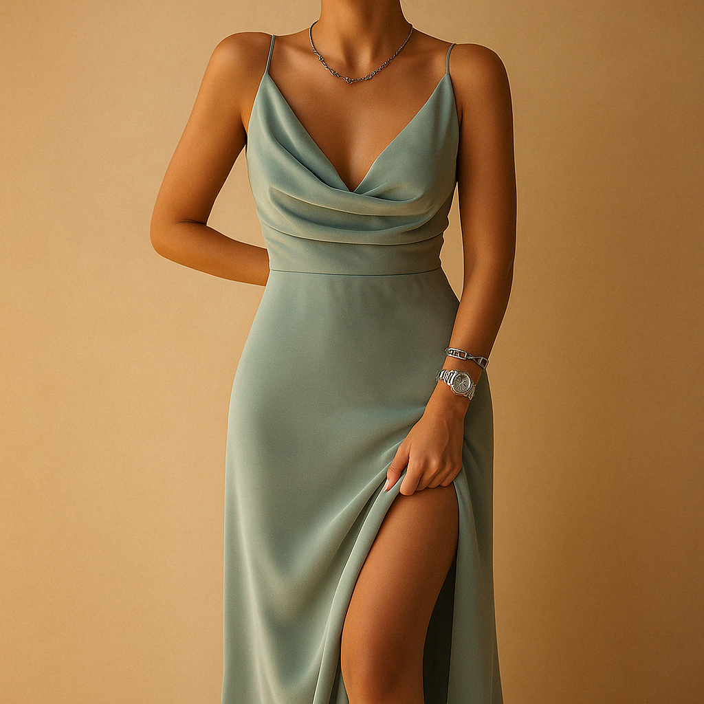 Maxi Jurk Dames | Elegante V-hals & Slanke Splitrok
