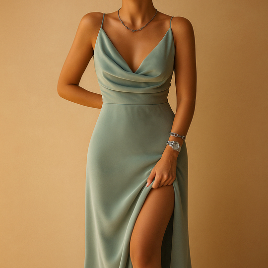 Maxi Jurk Dames | Elegante V-hals & Slanke Splitrok
