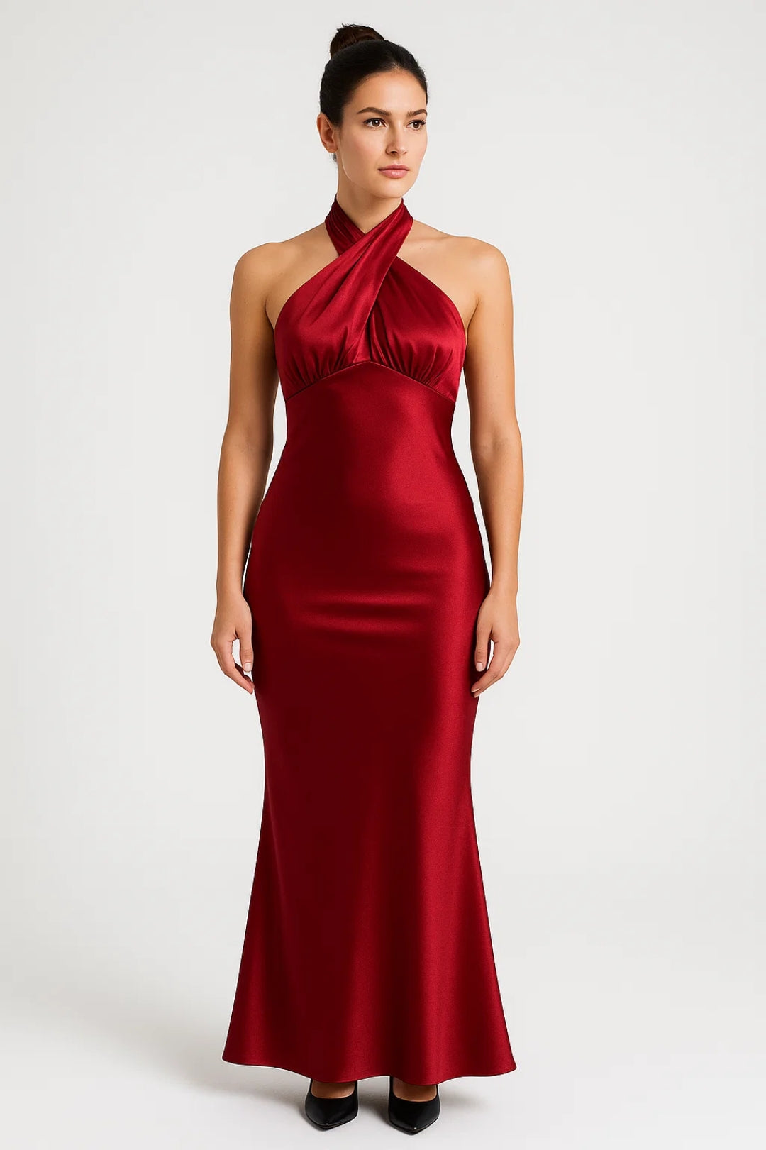 Maxi Jurk Dames | Gedraaide Halternek & Figuurvormend Silhouet
