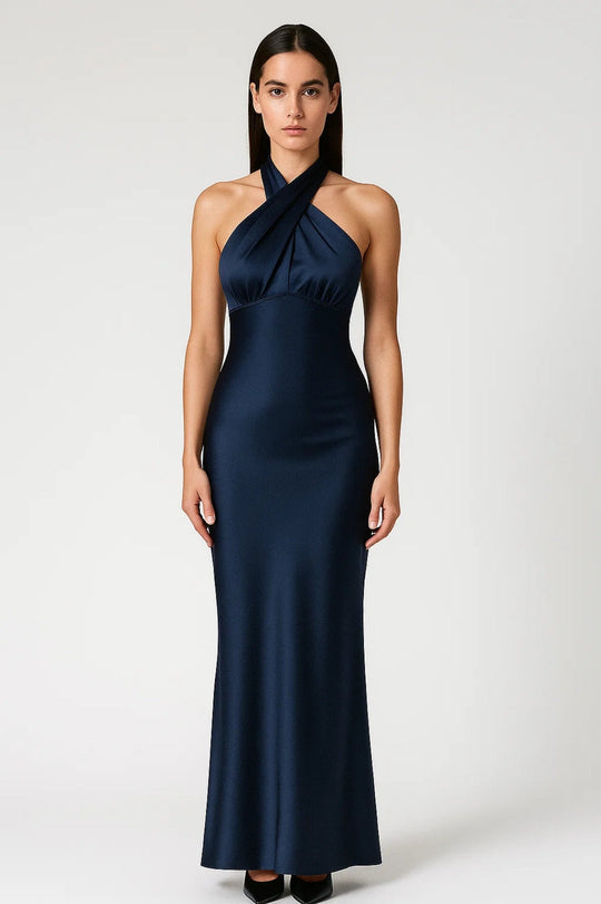 Maxi Jurk Dames | Gedraaide Halternek & Figuurvormend Silhouet