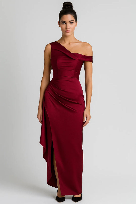 Maxi Jurk | One Shoulder Design & Flatterende Drapering