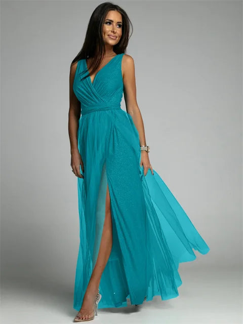 Maxi Jurk | V-Hals & Glamour Split