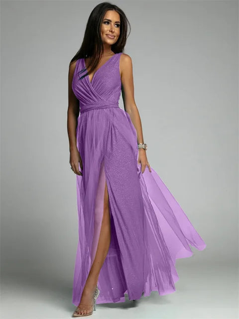 Maxi Jurk | V-Hals & Glamour Split