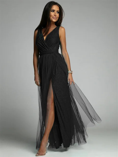 Maxi Jurk | V-Hals & Glamour Split