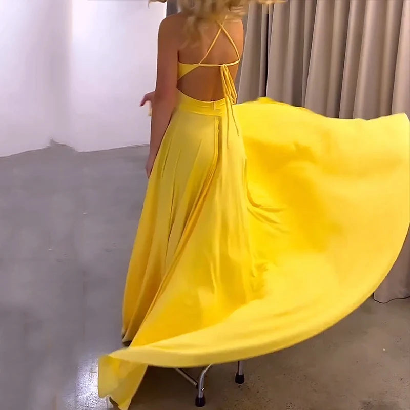 Maxi-Sommerkleid Damen mit Trägern und Schlitz - Maxim 2