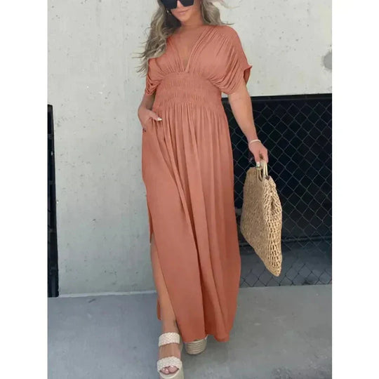 Maxi-Sommerkleid Damen mit V-Ausschnitt und Schlitz - Allison 10