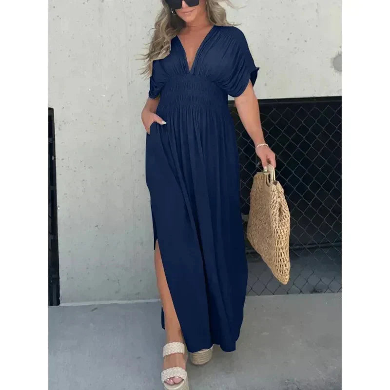 Maxi-Sommerkleid Damen mit V-Ausschnitt und Schlitz - Allison 8