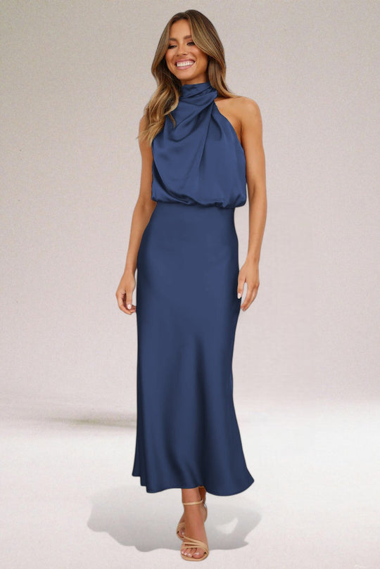 Maxi Zomerjurk Dames | Watervalhals & Vloeiende Elegantie