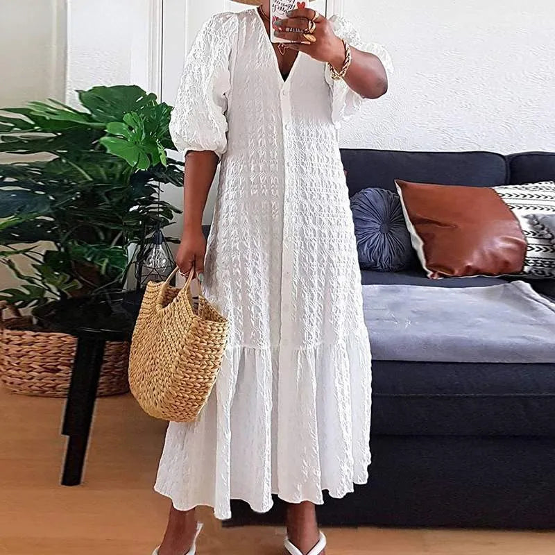Maxi Zomerjurk | V-Hals & Relaxte Pasvorm