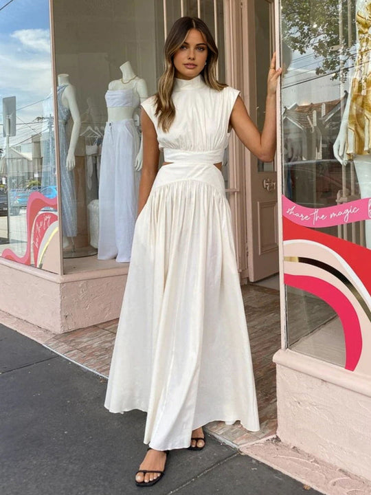 Maxi jurk Dames | Mock Neck & Elegante Cut-Out
