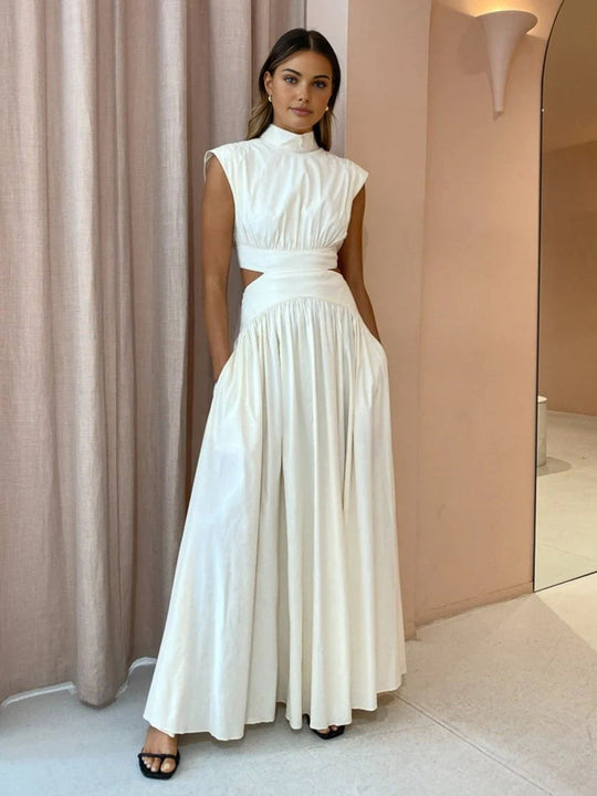 Maxi jurk Dames | Mock Neck & Elegante Cut-Out