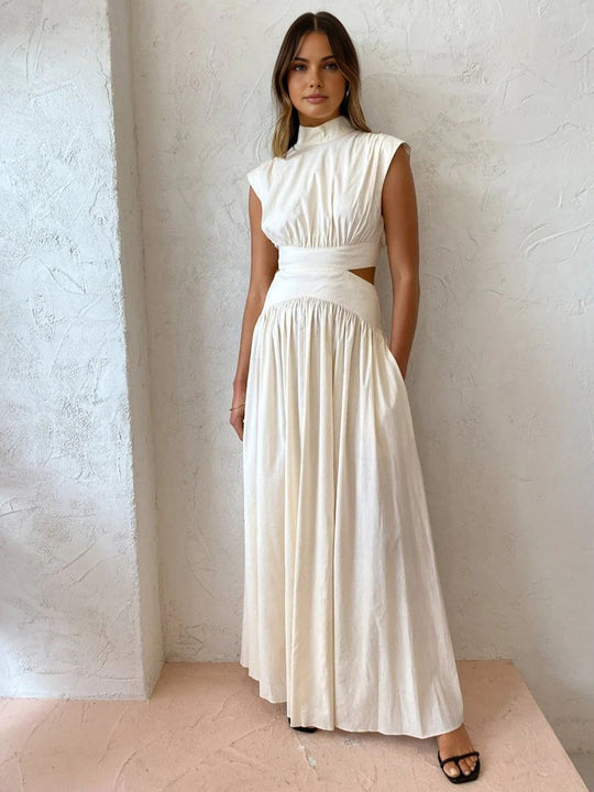 Maxi jurk Dames | Mock Neck & Elegante Cut-Out
