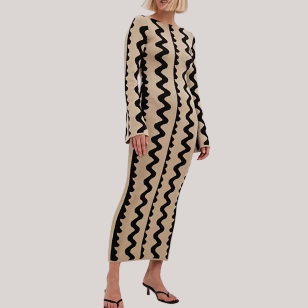 Maxi jurk Dames | Statement Zigzag Print & Comfortabele Pasvorm