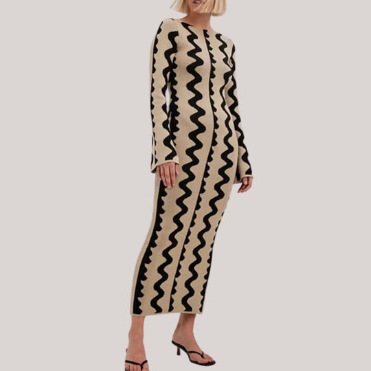 Maxi jurk Dames | Statement Zigzag Print & Comfortabele Pasvorm