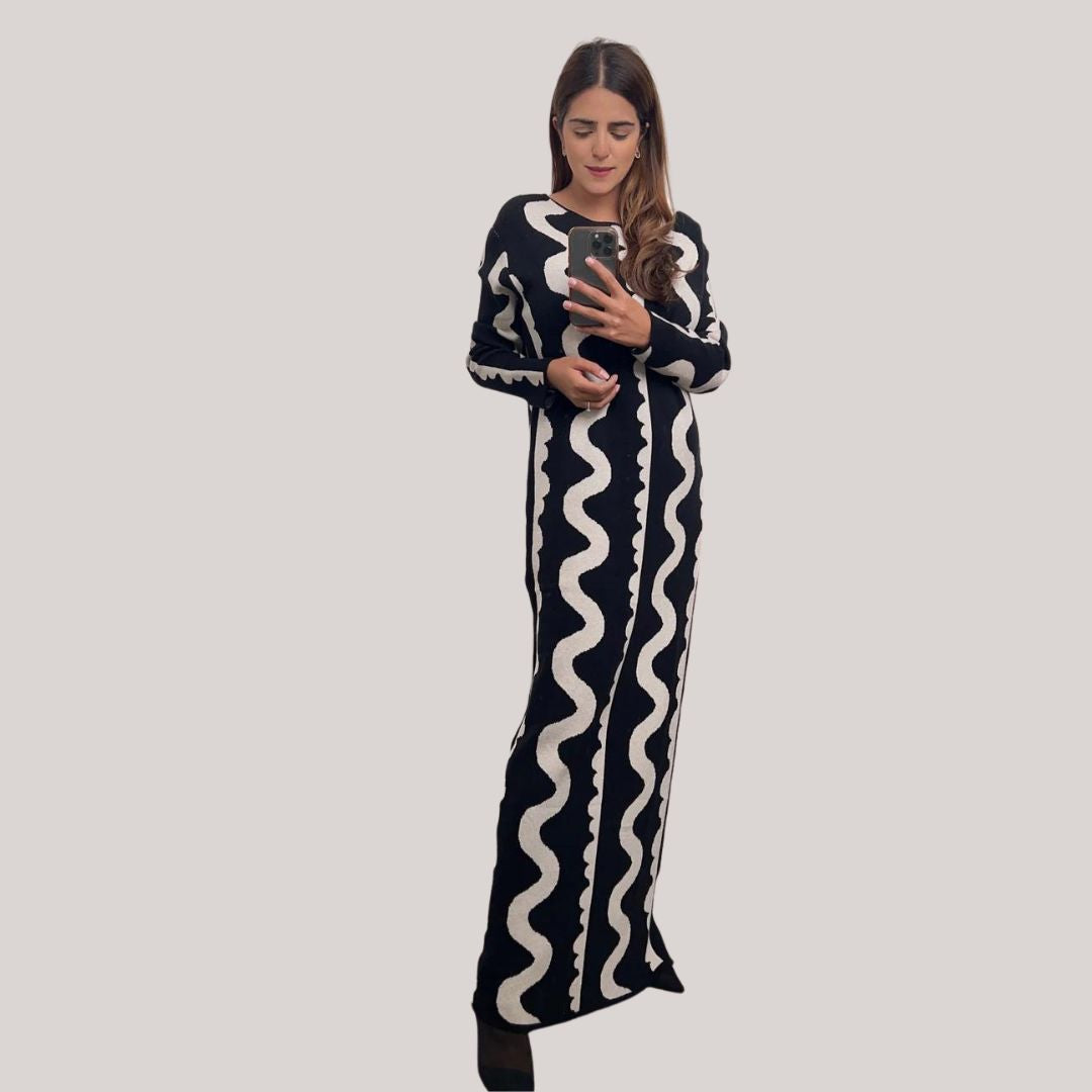 Maxi jurk Dames | Statement Zigzag Print & Comfortabele Pasvorm