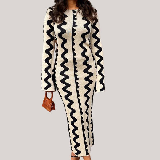 Maxi jurk Dames | Statement Zigzag Print & Comfortabele Pasvorm