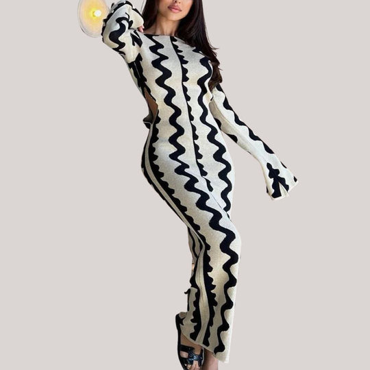 Maxi jurk Dames | Statement Zigzag Print & Comfortabele Pasvorm