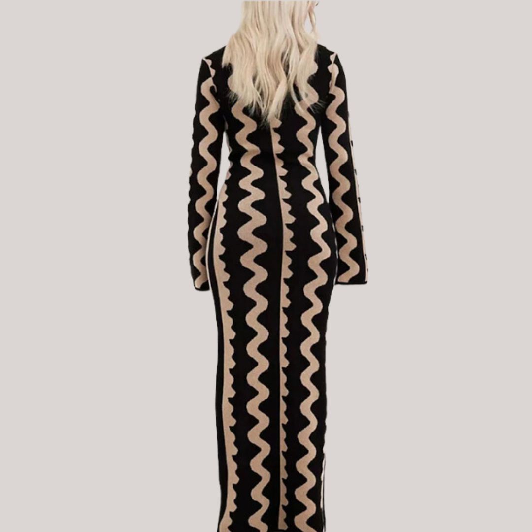 Maxi jurk Dames | Statement Zigzag Print & Comfortabele Pasvorm