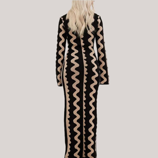 Maxi jurk Dames | Statement Zigzag Print & Comfortabele Pasvorm
