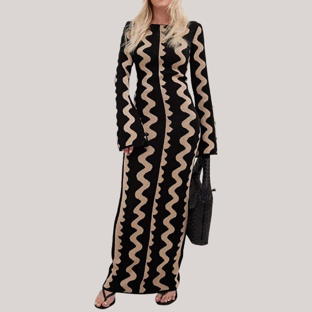 Maxi jurk Dames | Statement Zigzag Print & Comfortabele Pasvorm